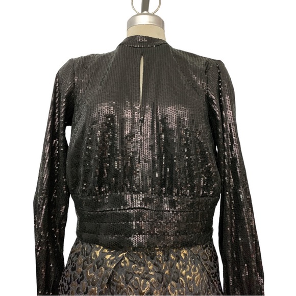 *NEW* DYNAMITE Black Long Sleeves Open Back Sequins Luxury Top Size M - Picture 10 of 13
